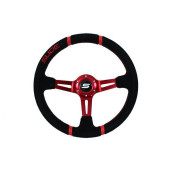 350mm Suede Red Steering Wheel with 90mm Offset