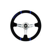 350mm Leather Steering Wheel - Blue, 90mm Offset Design