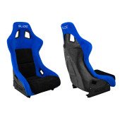 Premium Black & Blue Suede Racing Seat with Black Glitter