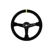 350mm Suede Steering Wheel with 90mm Offset & Yellow Strip