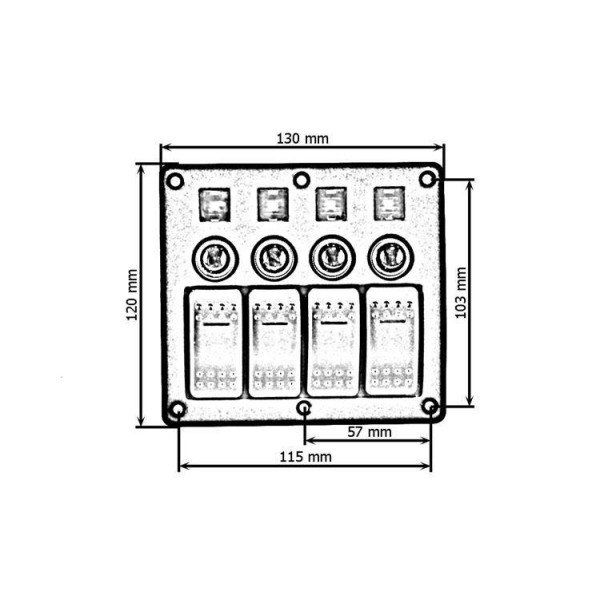4-Way Switch ON-OFF with 2x5A, 1x10A, 1x15A Circuit