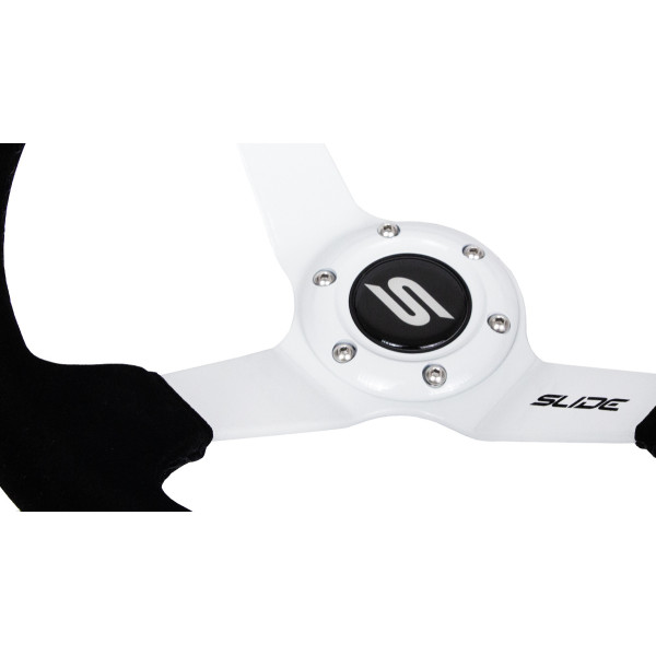 Steering wheel SLIDE 350mm offset:90mm Suede White