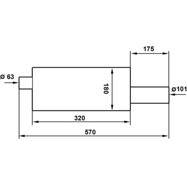 100mm Inlet Rear Muffler - 63.5mm Exhaust Upgrade