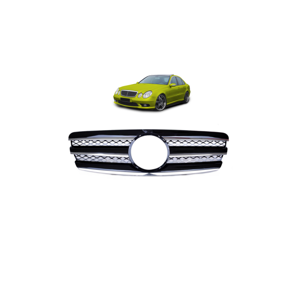 Chrome & Black Sport Grille for Mercedes E-Class W211 2002-2006