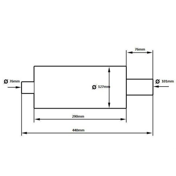 100mm Inlet Rear Muffler with 76mm Outlet - High Performance