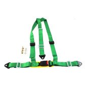 3-Point Green Racing Seat Belts - E4 Certified Safety Gear