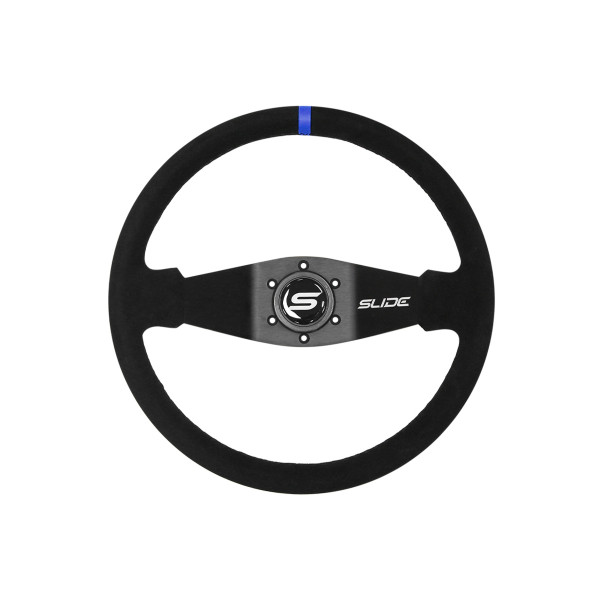 Steering wheel SLIDE 350mm offset:90mm Suede Blue Strip