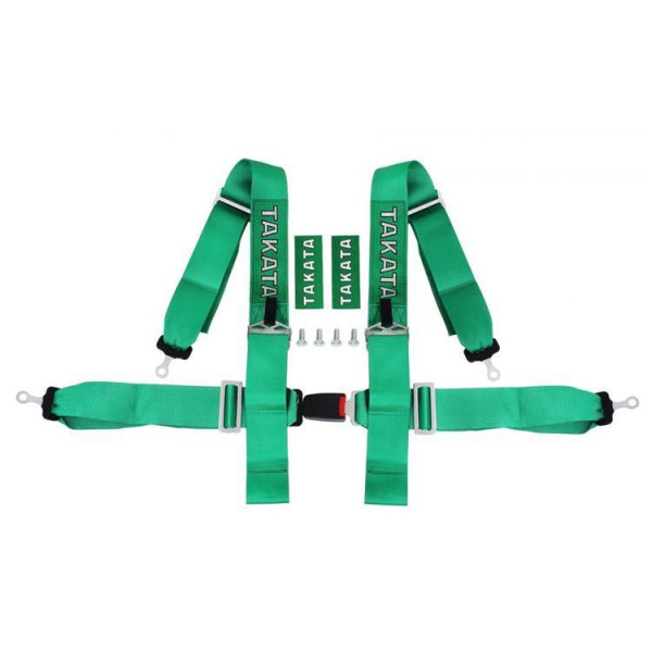 4-Point Green Takata Replica Racing Seat Belts - Safety First