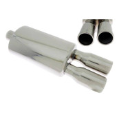 High-Performance Rear Muffler 2x77mm Inlet 63.5mm Outlet