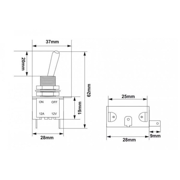 Red LED Chrome Toggle Switch - Type 2 for Custom Projects