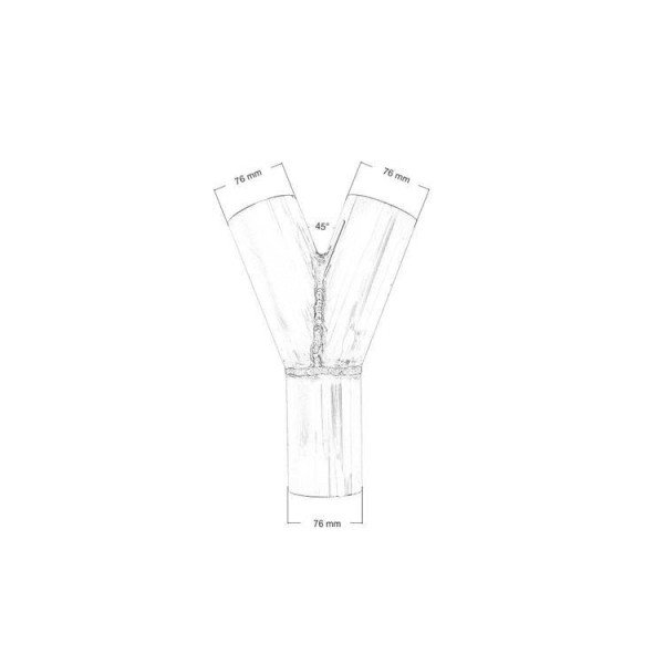 304SS Exhaust Tee 45° 76mm x 76mm - Durable Stainless Steel