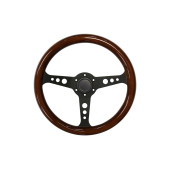 350mm Black Wooden Steering Wheel for Classic Cars