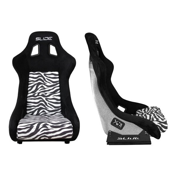 Racing Seat SLIDE KS2 Premium Black Zebra Suede Silver Glitter