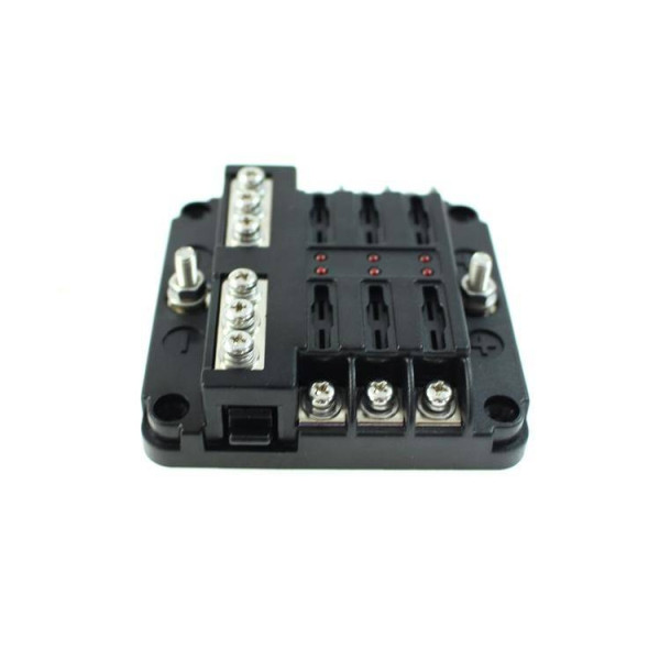 6 Circuit Fuse Box with Ground Connection - Compact Design