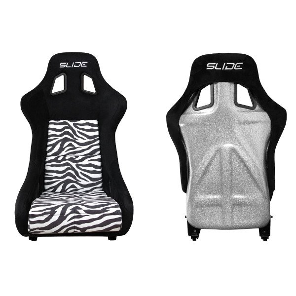 Racing Seat SLIDE KS2 Premium Black Zebra Suede Silver Glitter