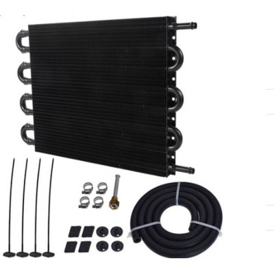8-Row Black Power Steering Transmission Cooler - High Performance