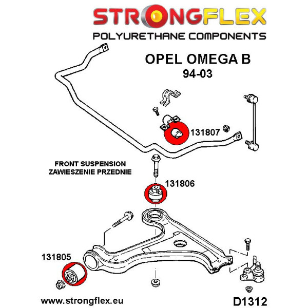 Opel Omega Front Lower Wishbone Bush 80ShA - Ref: 131805B