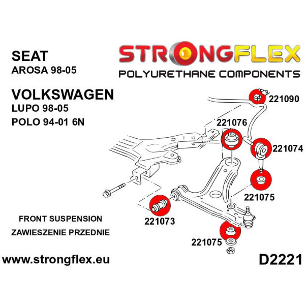 Sport Front Suspension Bush Kit for Seat & VW Models - 226161A