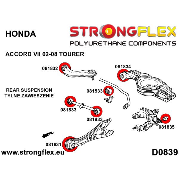 Honda Accord VII Rear Suspension Bush Kit 086231B