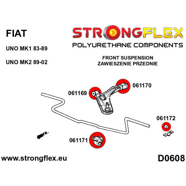Fiat Uno Front Anti Roll Bar Inner Bush 90Sha - 061171A