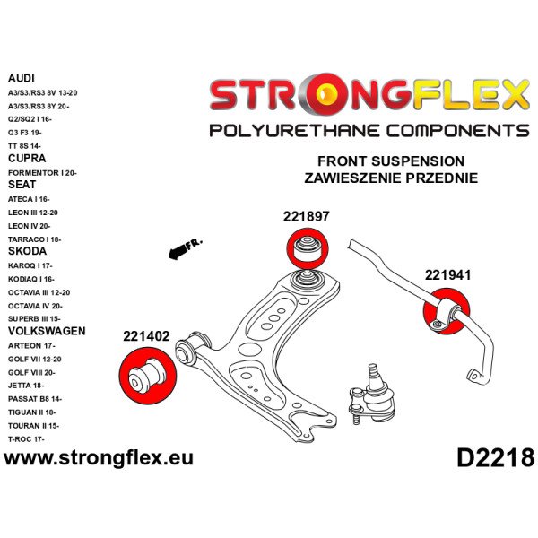 Full Suspension Bush Kit for Audi, Seat, Škoda, VW - 226228B