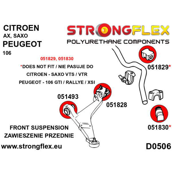 Sport Rear Bush Front Control Arm for Citroen & Peugeot - 051828A