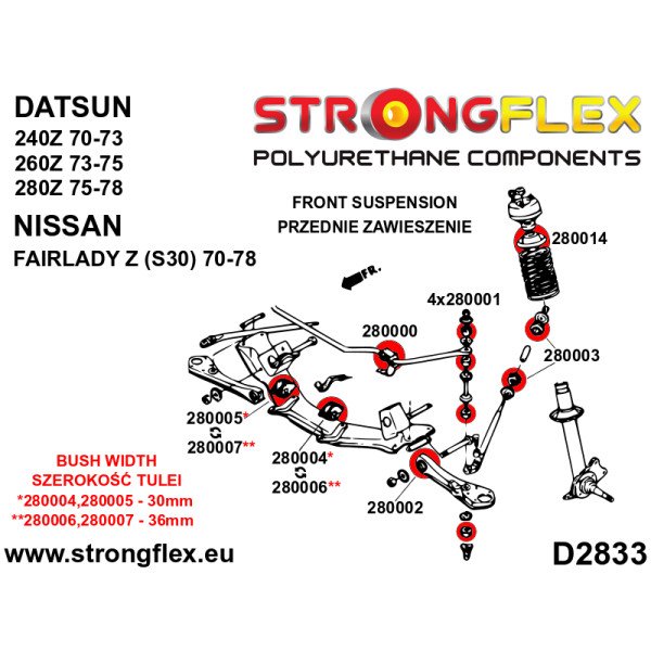 Steering Rack Bush for Datsun/Nissan Z Series 36mm - 280006A