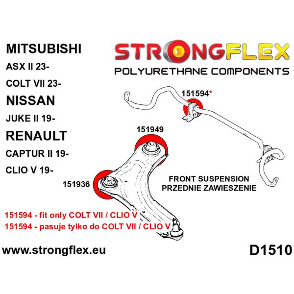 Sport Front Lower Arm Bush for Mitsubishi & Renault - 151936A