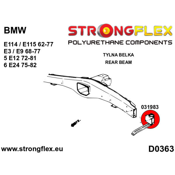 BMW Rear Beam Bush - Polyurethane 80Sha, Ref 031983B
