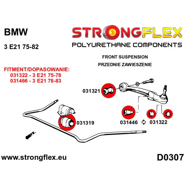 BMW E21 Full Suspension Polyurethane Bush Kit SPORT - 036098A