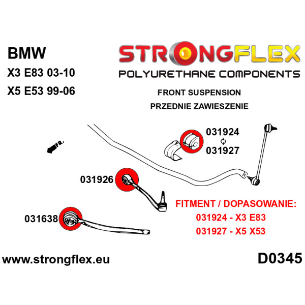 BMW X5/Z8 Front Anti Roll Bar Bush 80Sha - 031927B