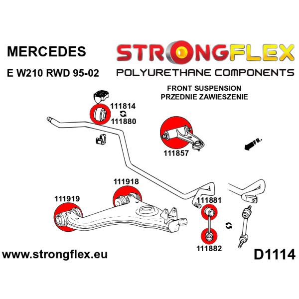 Mercedes E W210 Front Anti Roll Bar Link Bush 90Sha - 111881A