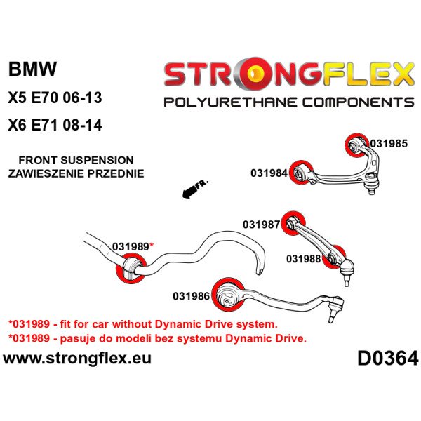 BMW X5/X6 Front Lower Arm Bush 90ShA Polyurethane - 031986A