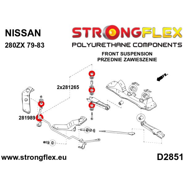 Nissan Front Anti Roll Bar Bush 90Sha Polyurethane - 281989A
