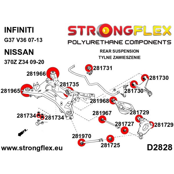 Sport Rear Lower Arm Inner Bush 90ShA for Infiniti/Nissan - 281968A