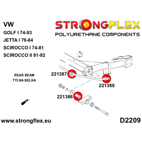 Volkswagen Rear Beam Mounting Bush 80Sha PU - 221386B