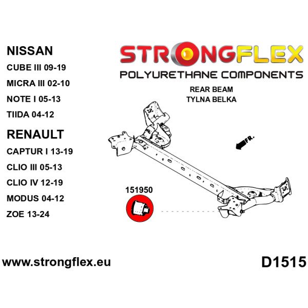 Rear Beam Bush for Nissan & Renault Vehicles - 151950B