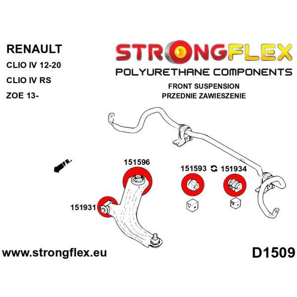 Sport Front Lower Arm Bush 90ShA for Renault/Nissan/Mercedes - Ref 151931A