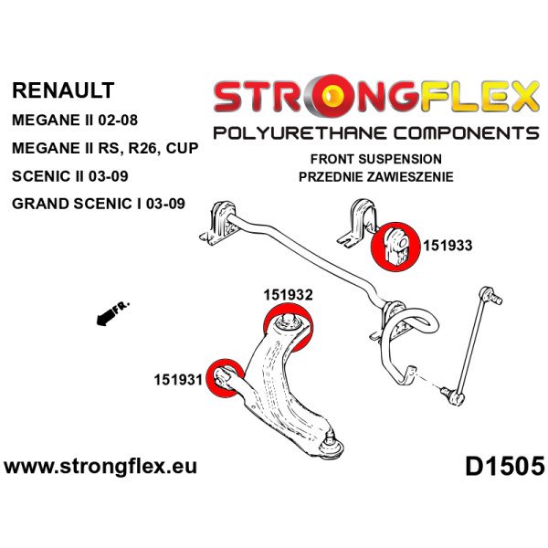 Renault Mégane II Front Suspension Bush Kit 156084B