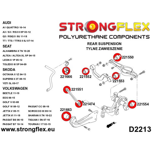 Front & Rear Suspension Bush Kit for Audi, VW, Škoda, Seat - Ref 226174B