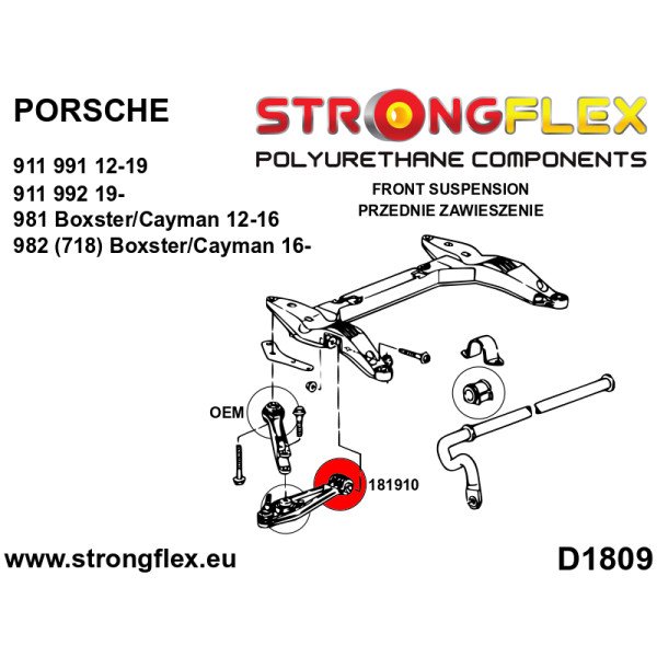 Porsche Wishbone Bush - Outer, Polyurethane, 80Sha, Ref 181909B