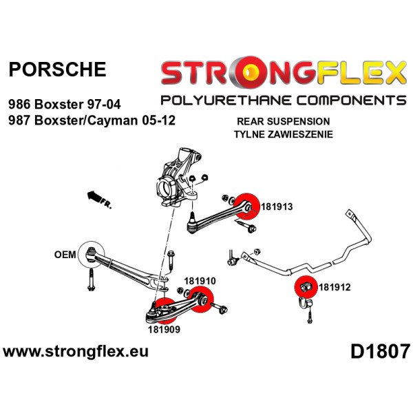 Porsche Wishbone Bush - Outer, Polyurethane, 80Sha, Ref 181909B