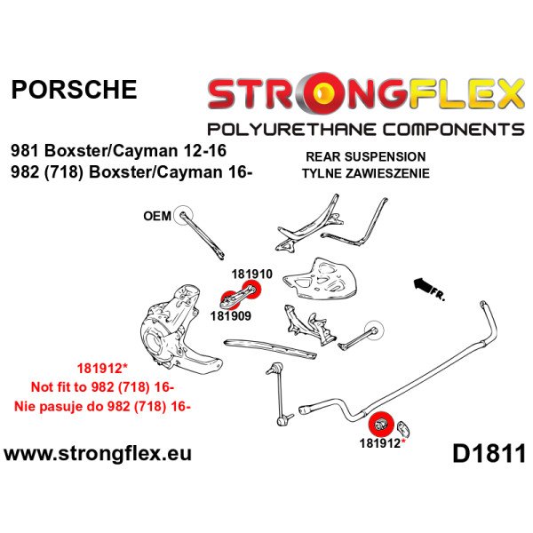 Porsche Wishbone Bush Outer SPORT 90Sha Polyurethane - 181909A