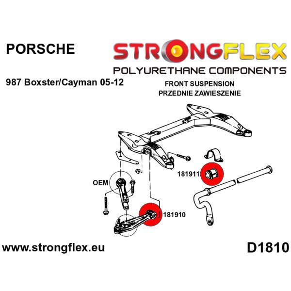 Porsche Wishbone Bush Inner 90ShA Polyurethane - 181910A