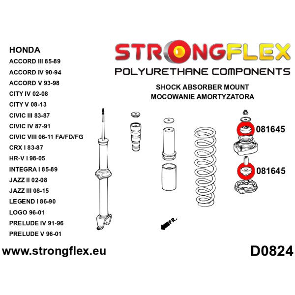 Rear Shock Absorber Mount Bush for Honda Models - 081645B