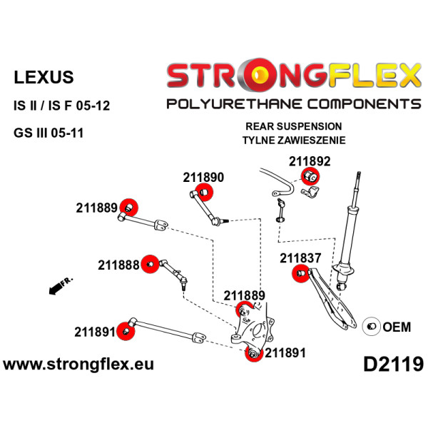 Full Suspension Polyurethane Bush Kit for Lexus GS/IS III - 216235B
