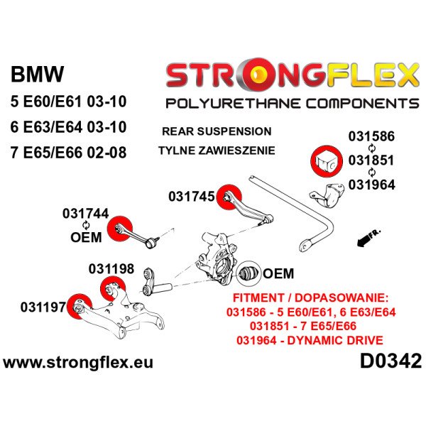 Full Suspension Polyurethane Bush Kit for BMW 5 E60/E61 - 036249B