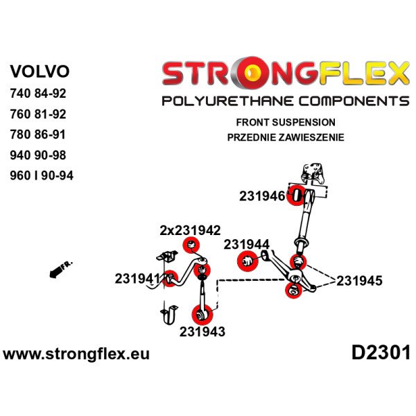 Volvo Front Anti Roll Bar Bush - Polyurethane 90Sha - 231941A