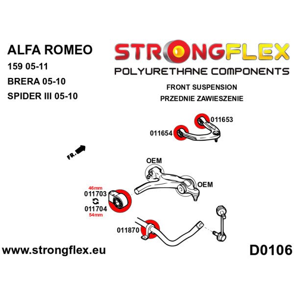 Alfa Romeo Front Anti Roll Bar Bush Polyurethane 80Sha - 011870B