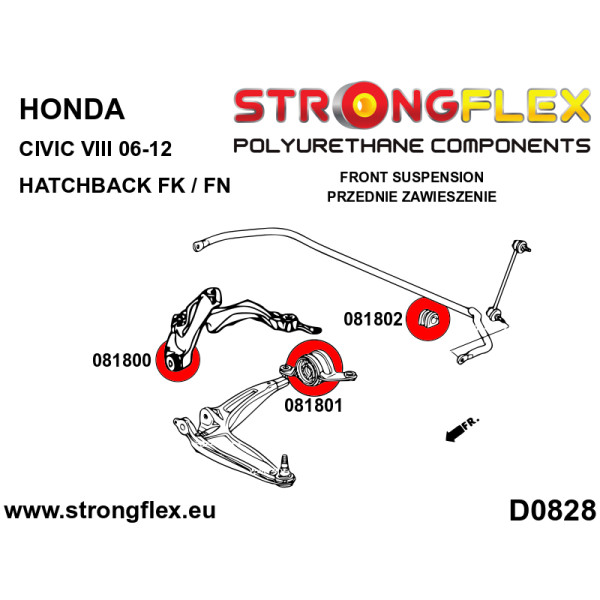Honda Civic VIII Front Lower Arm Rear Bush 90Sha - 081801A